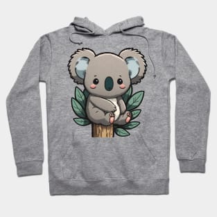 Baby koala sitting on an Eucalyptus waiting for its mom Hoodie